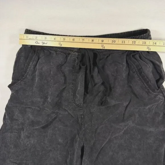 Anthropologie Black Mineral Wash Cropped Wide Leg Palazzo Pants Size Small - Picture 4 of 5